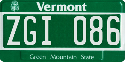 VT license plate ZGI086