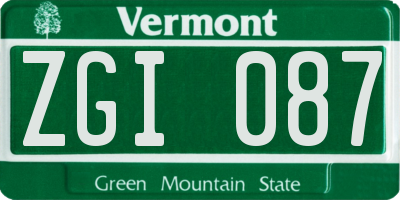 VT license plate ZGI087