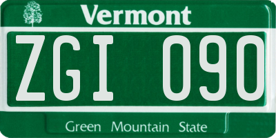 VT license plate ZGI090