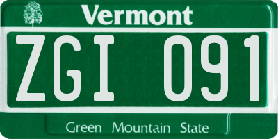 VT license plate ZGI091