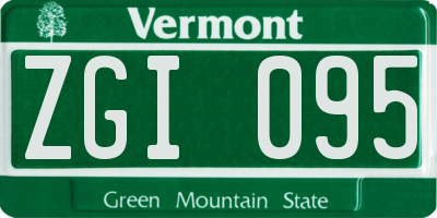 VT license plate ZGI095