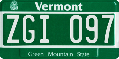 VT license plate ZGI097