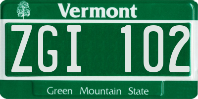 VT license plate ZGI102