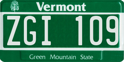 VT license plate ZGI109