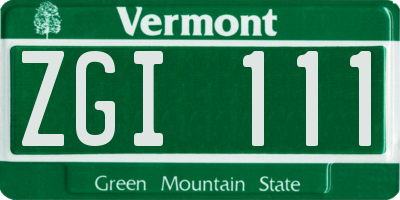 VT license plate ZGI111