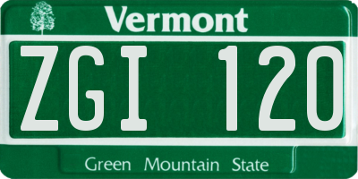 VT license plate ZGI120