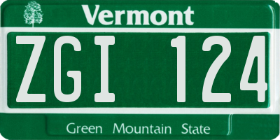 VT license plate ZGI124