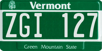 VT license plate ZGI127