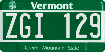 VT license plate ZGI129