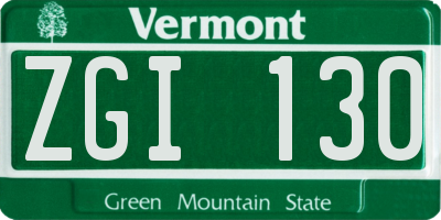 VT license plate ZGI130