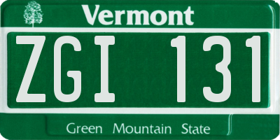 VT license plate ZGI131
