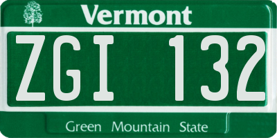 VT license plate ZGI132
