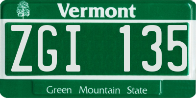 VT license plate ZGI135
