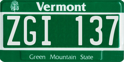 VT license plate ZGI137