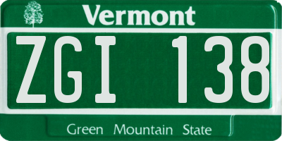 VT license plate ZGI138