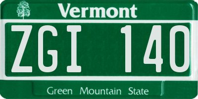 VT license plate ZGI140