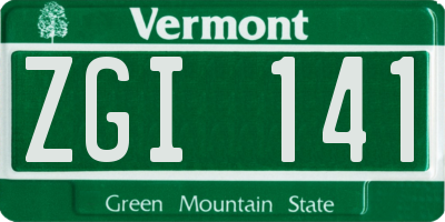 VT license plate ZGI141