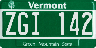 VT license plate ZGI142