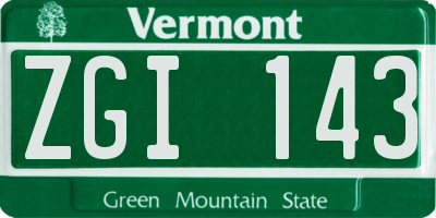 VT license plate ZGI143