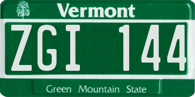 VT license plate ZGI144