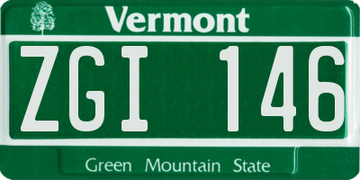 VT license plate ZGI146
