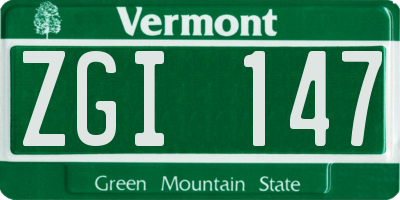 VT license plate ZGI147