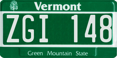 VT license plate ZGI148