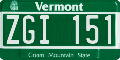 VT license plate ZGI151