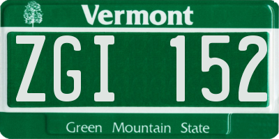 VT license plate ZGI152