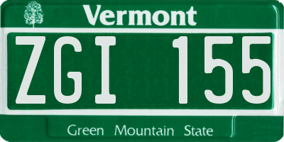 VT license plate ZGI155