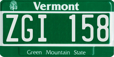 VT license plate ZGI158