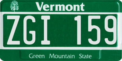 VT license plate ZGI159