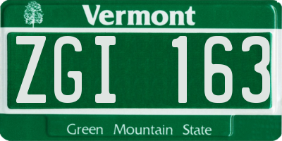 VT license plate ZGI163