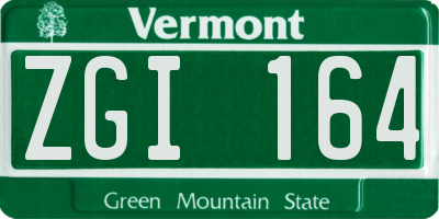 VT license plate ZGI164