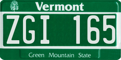 VT license plate ZGI165