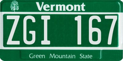 VT license plate ZGI167