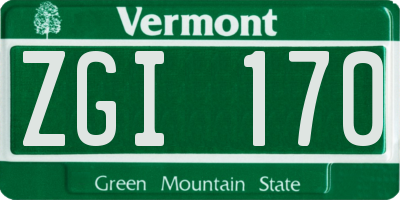 VT license plate ZGI170