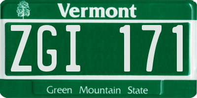VT license plate ZGI171