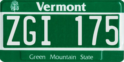 VT license plate ZGI175