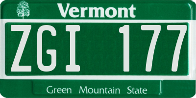 VT license plate ZGI177