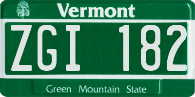 VT license plate ZGI182