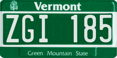 VT license plate ZGI185