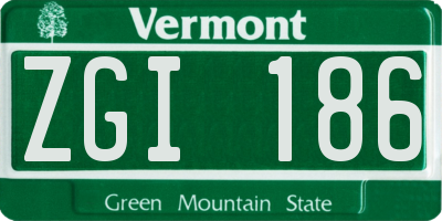 VT license plate ZGI186