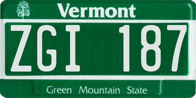 VT license plate ZGI187