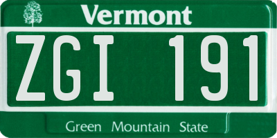 VT license plate ZGI191