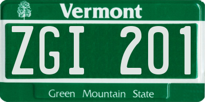 VT license plate ZGI201