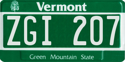 VT license plate ZGI207