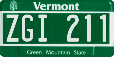VT license plate ZGI211