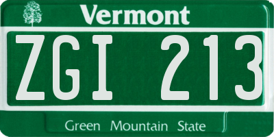 VT license plate ZGI213