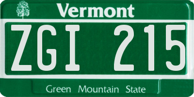 VT license plate ZGI215